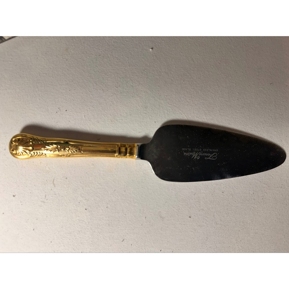 Treasure Masters Gold Tone Kings Pattern Cake Server Stainless Japan Wedding Box